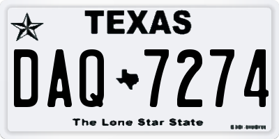 TX license plate DAQ7274