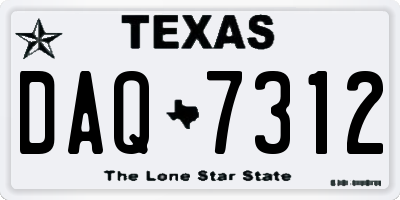 TX license plate DAQ7312