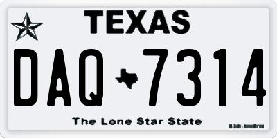 TX license plate DAQ7314