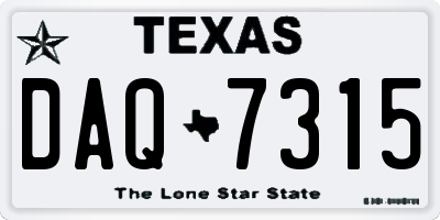 TX license plate DAQ7315