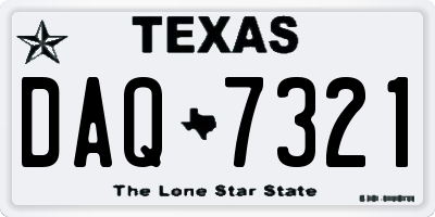 TX license plate DAQ7321