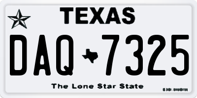 TX license plate DAQ7325