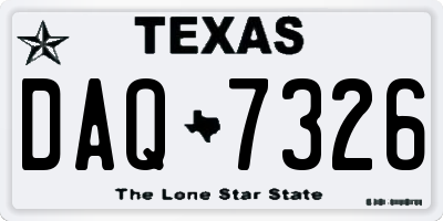 TX license plate DAQ7326