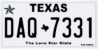 TX license plate DAQ7331