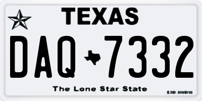 TX license plate DAQ7332