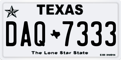 TX license plate DAQ7333