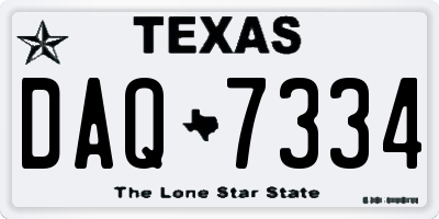 TX license plate DAQ7334