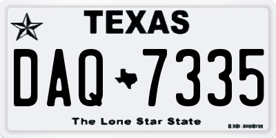 TX license plate DAQ7335