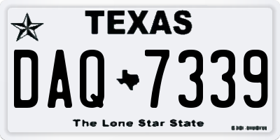 TX license plate DAQ7339