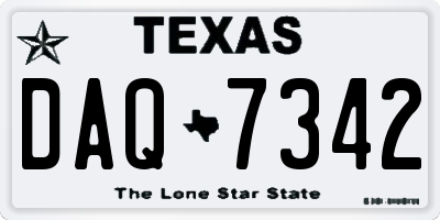 TX license plate DAQ7342