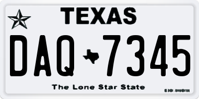 TX license plate DAQ7345