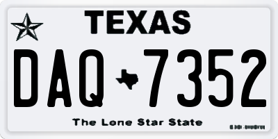 TX license plate DAQ7352