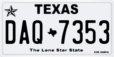 TX license plate DAQ7353