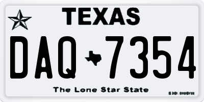 TX license plate DAQ7354
