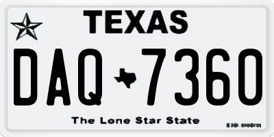TX license plate DAQ7360