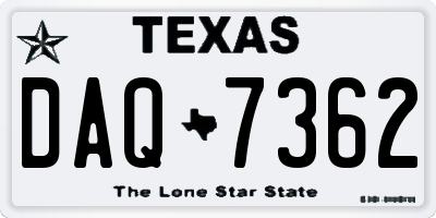 TX license plate DAQ7362