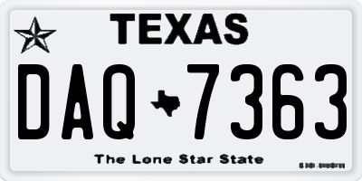 TX license plate DAQ7363
