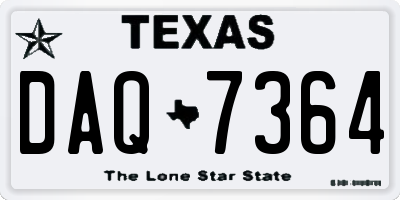 TX license plate DAQ7364