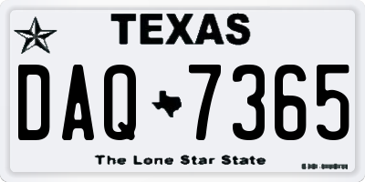 TX license plate DAQ7365