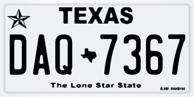 TX license plate DAQ7367