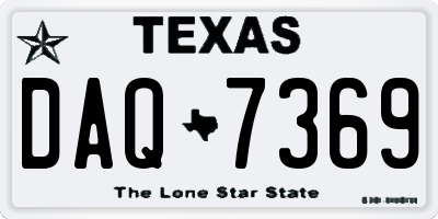 TX license plate DAQ7369