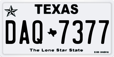 TX license plate DAQ7377