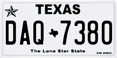 TX license plate DAQ7380