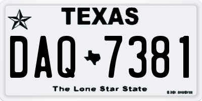 TX license plate DAQ7381