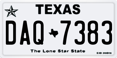 TX license plate DAQ7383