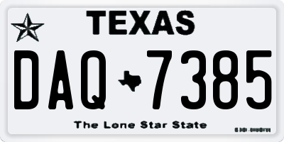 TX license plate DAQ7385