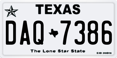TX license plate DAQ7386
