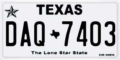 TX license plate DAQ7403