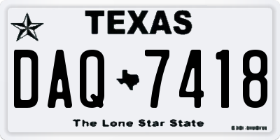 TX license plate DAQ7418
