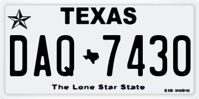 TX license plate DAQ7430