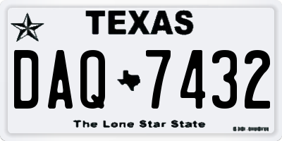TX license plate DAQ7432