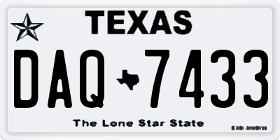 TX license plate DAQ7433