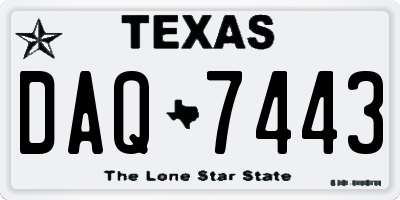 TX license plate DAQ7443