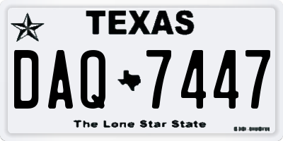 TX license plate DAQ7447