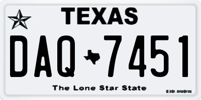 TX license plate DAQ7451