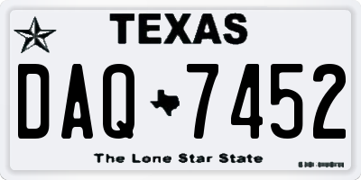 TX license plate DAQ7452