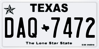 TX license plate DAQ7472