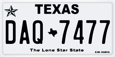 TX license plate DAQ7477
