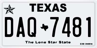 TX license plate DAQ7481