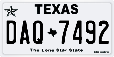 TX license plate DAQ7492