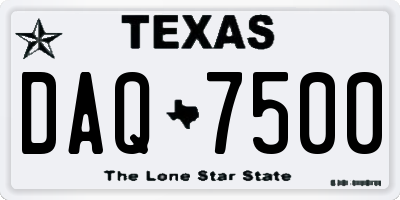 TX license plate DAQ7500