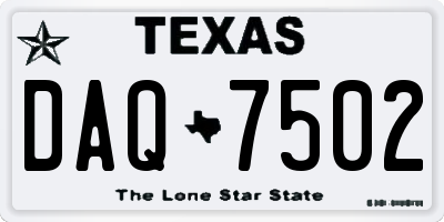 TX license plate DAQ7502
