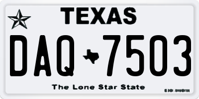 TX license plate DAQ7503