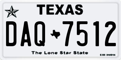 TX license plate DAQ7512
