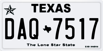 TX license plate DAQ7517