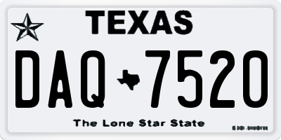 TX license plate DAQ7520